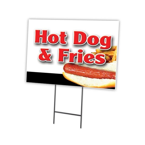 Signmission Hot Dogs & Fries Combo Yard & Stake outdoor plastic coroplast window, C-2436 Hot Dogs & Fries Combo C-2436 Hot Dogs & Fries Combo - main